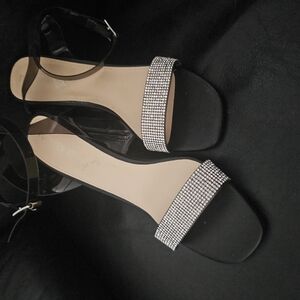 Elegant Black and Silver Women's Sandals
